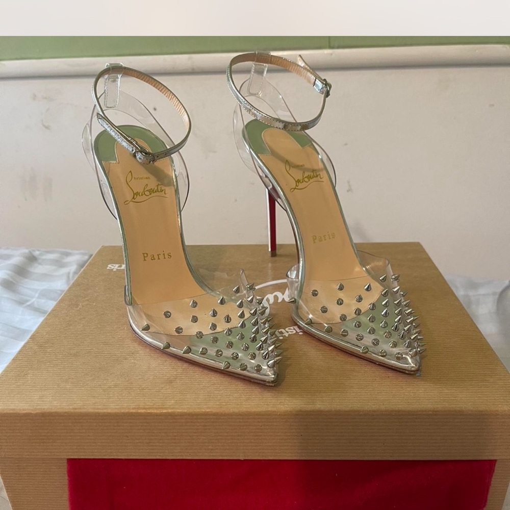 Christian Louboutin Silver Spiked Women's Heels